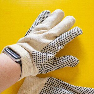 Natural Cotton Canvas Work Gloves with Grip Texture - Mens Small